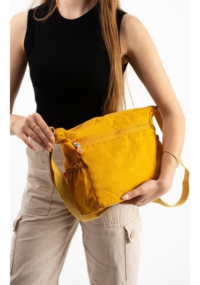 Baginn Kadın Postacı Çanta Hafif Klinkır Kumaş Çok Cepli Çapraz Askılı Omuz Çantası 28 24 Cm Günlük Çanta Sarı