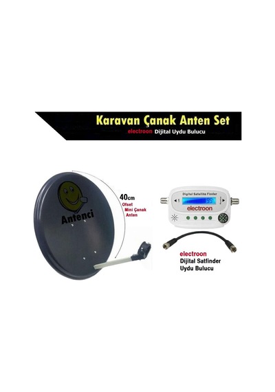 Antenci 40cm Karavan Çanak Anten Seti + Electroon Dijital Uydu Bulucu