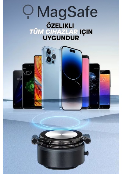 Wearfitpro Magsafe Özellikli Güçlü Mıknatıslı Vantuz Telefon Tutucu Ev Araç Her Zemine Uygun Telefon Tutucu Siyah