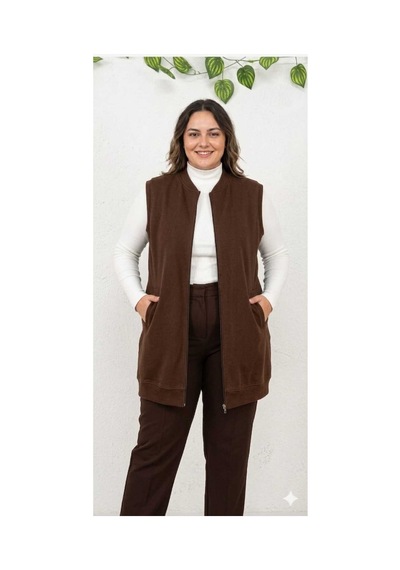 Butik Kadın Tesettür Yelek Kahverengi Kahverengi