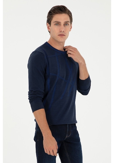 U.s. Polo Assn. Erkek Uzun Kol Geometrik Desen Kazak - Minimalist Tarz Lacivert