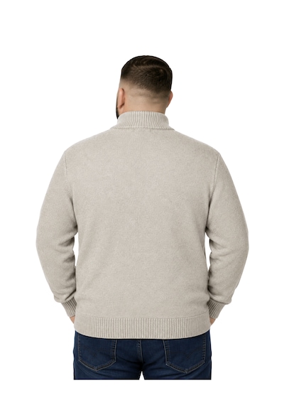Battalmoda Erkek Büyük Beden Koyu Bej Hattush Dik Yaka Cepli Triko Hırka 3xl-4xl-5xl-6xl