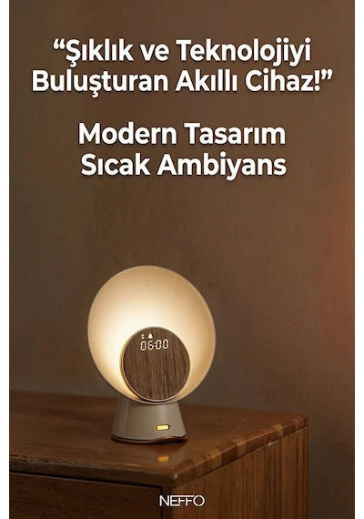 Ay Işığı Gece Lambası Kablosuz Şarj Ses Akıllı Ev Çalar Saat Bluetooth Küçük Krem