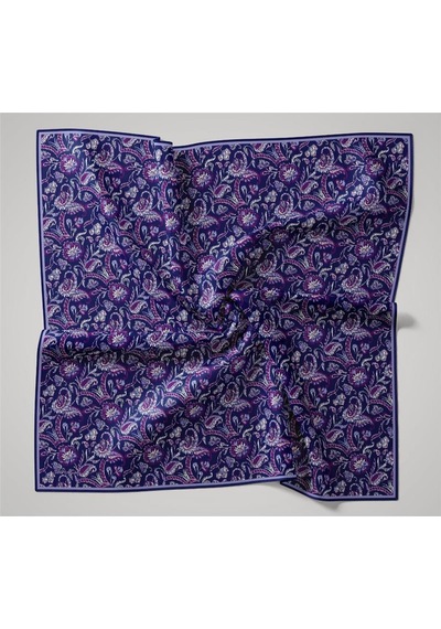 Silk Home İnce Pamuk Soft Eşarp Morcivert-lila Desenli Tok Duruşlu 90x90 Çok Renkli