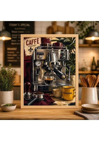Espresso Makinesi Tablosu Modern Mutfak Kafe Sanat Baskısı Kahve Barı Duvar Dekoru
