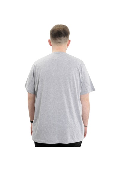 Mode Xl Büyük Beden Erkek Baskılı T-shirt Bisiklet Yaka Rock Tımes U24037 Grimelanj Gri Melanj