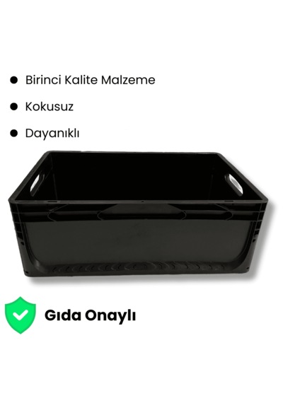 Alpbx 1.kalite Siyah Plastik Kasa 60x40x22 Cm - Kutu 44 Litre Siyah