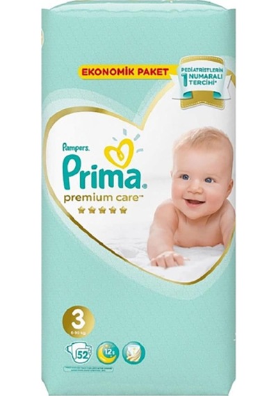 Prima Premium Care Bebek Bezi Ekonomik Paket 3 Beden 52 Adet