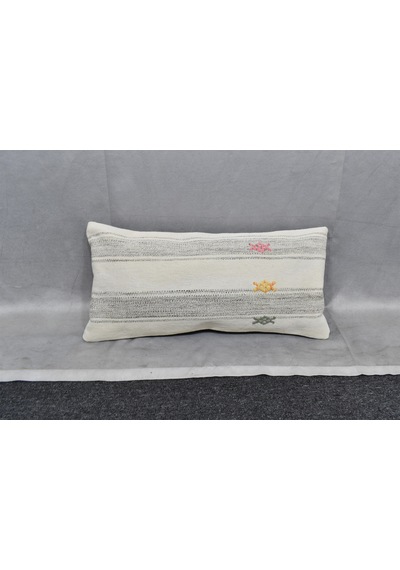 Zehra Abla Halı Yeni El Dokuma Dekoratif Lumbar Kilim Kırlent Yastık Kılıfı 6619 Çok Renkli