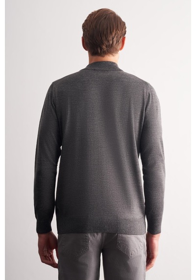 İmza Gri Yarım Balıkçı Yaka Cepsiz Comfort Fit Classic Yünlü Triko Kazak 1012255001 Gri