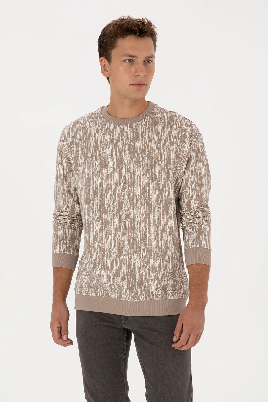 U.S. Polo Assn. Erkek Regular Fit Bisiklet Yaka Koyu Bej Sweatshirt 50309983-VR088
