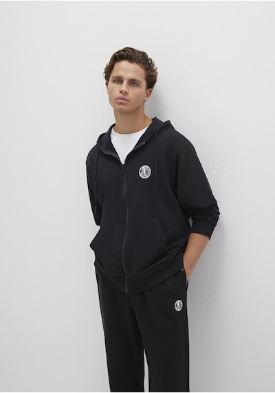 Mavi - M Nakışlı Fermuarlı Kapüşonlu Siyah Sweatshirt 0s10193-900 Siyah