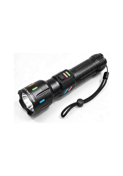 Q Max Ps 3200 Çok Fonksiyonlu Şarjlı Led El Feneri Beyaz Işık Ayarlanabilir Zoom Modu Type C