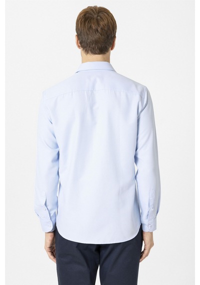 Süvari Buz Mavi Slim Fit Desenli Klasik Yaka Gömlek