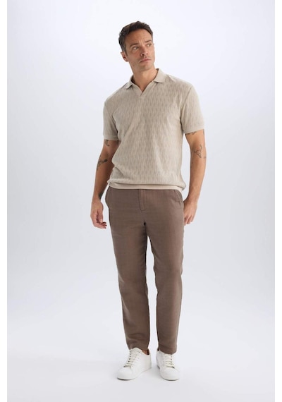 DeFacto %100 Pamuk Yazlık Jogger Pantolon Regular Fit Normal Kesim Keten Görünümlü Düz Paça Cepli B4138AX25SPKH487