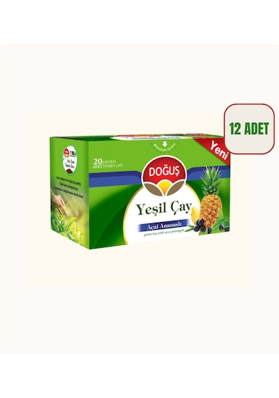 Yeşil Çay Açai Ananaslı Dökme Siyah Çay 12 x 20'li