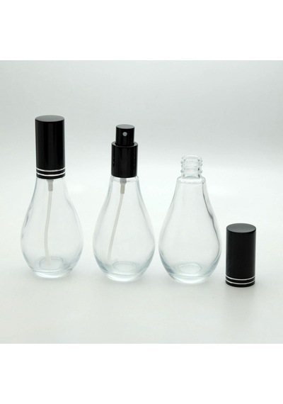 Parfüm Şişesi 70 ML 2 Adet Boş Ampul Şişe Siyah Metal Valf ve Kapak