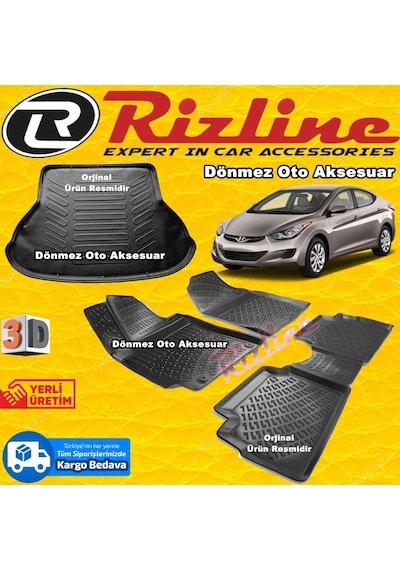 Hyundai Elantra 3D Paspas+Bagaj Havuzsiyah 2011-2016 Arasırizline N11.7941