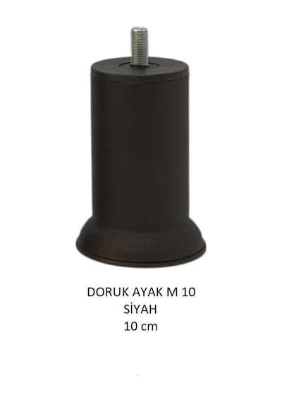 Doruk Ayak, Cıvatalı Baza Koltuk Dolap Ayağı, Metal, Siyah, M10, 10 Cm Siyah