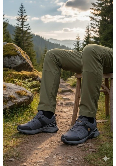 Fort 2923 Wks Rahat Outdoor Trekking Ayakkabı Erkek Ayakkabı Füme - Siyah