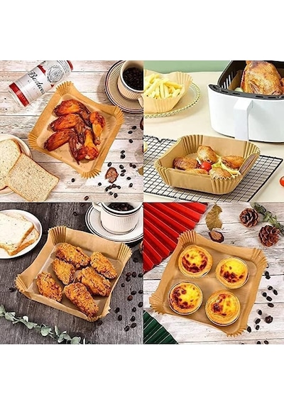 Ayrex Baker Home Airfryer Pişirme Kağıdı,xl-xxl Büyük Boy, Kare, 50 Adet Hava Fritöz Parşömen Fırın Kağıdı