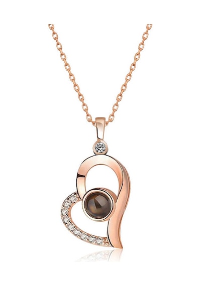 Gümüş Rose 100 Dilde Seni Seviyorum Kalp Kolye Sl3582 Gümüş