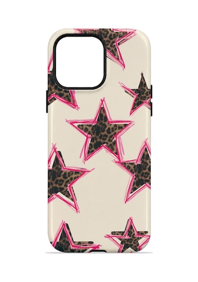 Velvoria Valestra Pembe Leopar Yıldız Apple iPhone Uyumlu 14 Pro Darbe Korumalı Kılıf Valestra Select - Pembe Leopar Yıldız