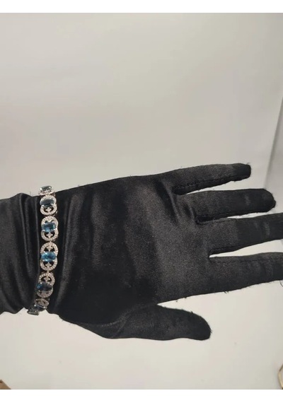 925 Ayar Gümüş Mavi Topaz Elmas Bileklik 262 Gümüş