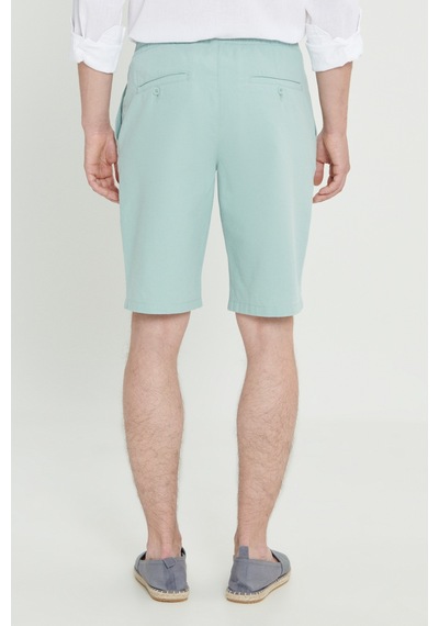 AC&Co / Altınyıldız Classics Erkek Açık Mint Yeşili Comfort Fit Rahat Kesim Yan Cepli Keten  Şort Mint