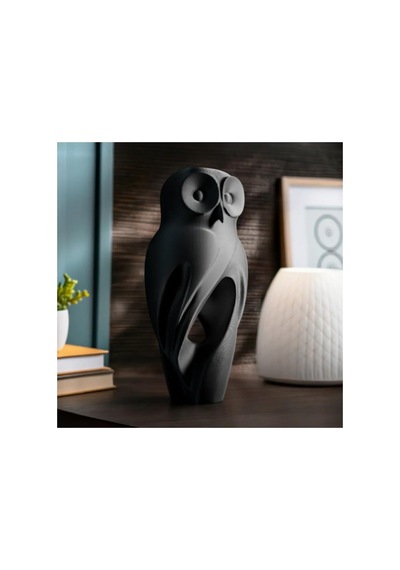 Hivhestın Gizemli Baykuş Heykeli - Modern Dekoratif Obje 13 Cm.3d Baskı Sanatı Siyah Diğer