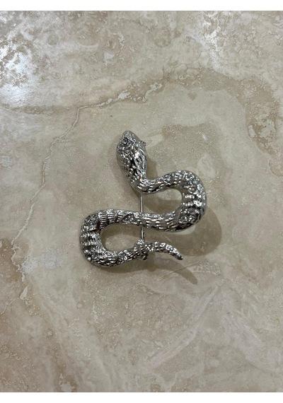 Taşlı Silver Yılan Broş çok renkli