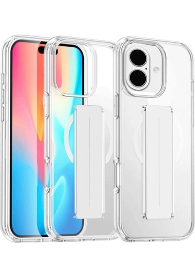Durukar Apple, Uyumlu iPhone 16 Kılıf Alfa Magsafe Standlı Kapak - Şeffaf