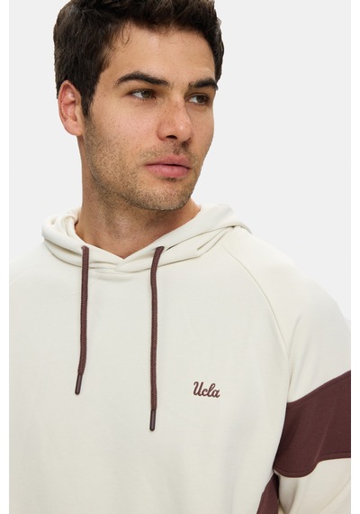 UCLA Orson Kemik Rengi Kapüşonlu Pamuklu Nakışlı Oversize Erkek Sweatshirt