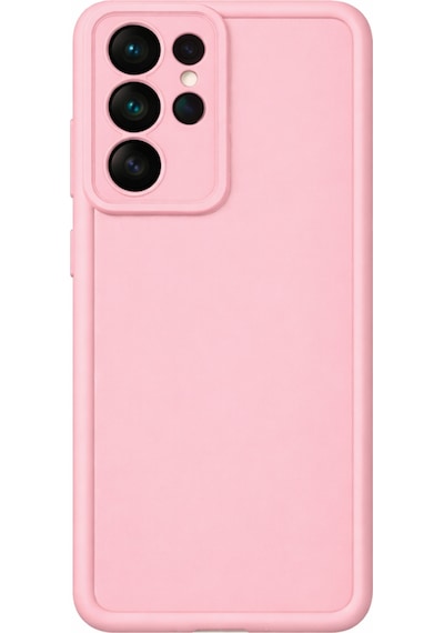 Samsung Galaxy S21 Ultra Uyumlu Kamera Çıkıntılı Mat Silikon Telefon Kılıfı Pembe