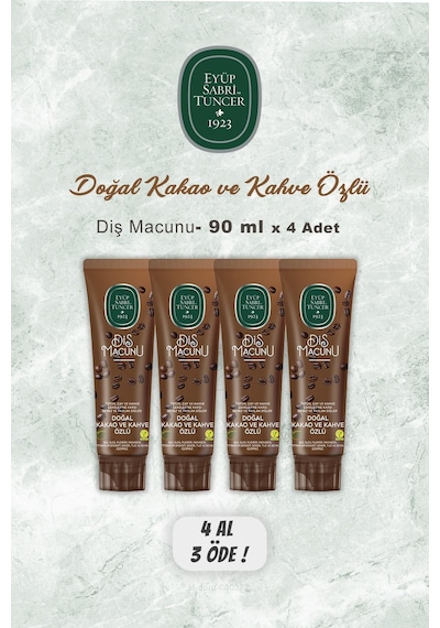 Eyüp Sabri Tuncer Doğal Kakao Özlü Diş Macunu 4 x 90 ML