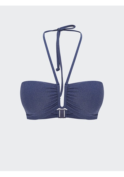 Lcw Dream İndigo Simli Büzgülü Çıkarılabilir Pedli Kadın Bikini Üst