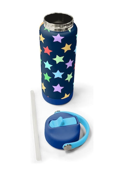 Coral High 650 Ml Kız Çocuk Lacivert Yıldız Desenli Çelik Suluk/matara Pipetli 38309 Lacivert - Mavi