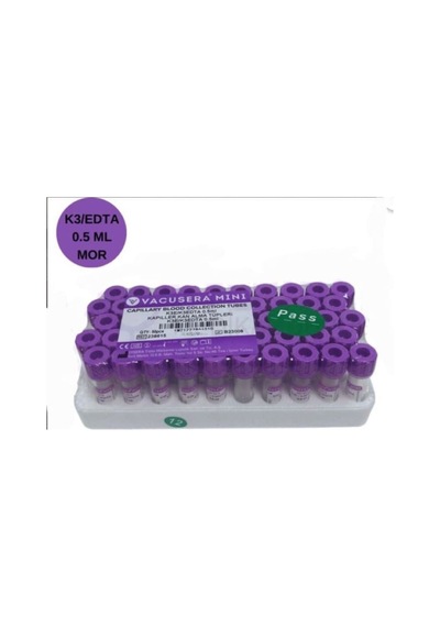 K3 Edtalı Kan Alma Tüpü 0,5 Ml Pediatrik Mor Kapak 50'li Paket