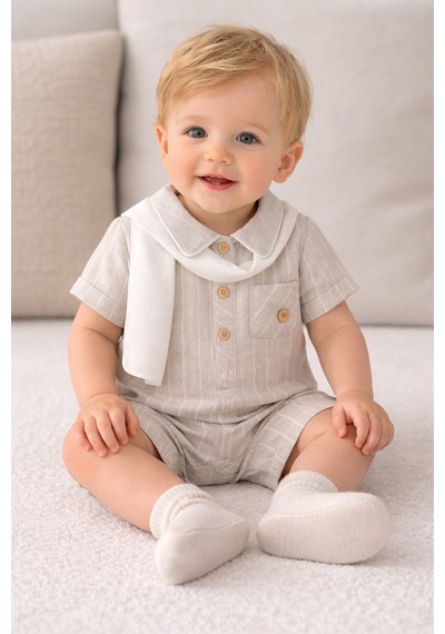 Noy Noy Erkek Bebek Tulum 8276 Bej Bej