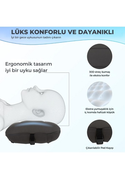 Kingcamp Hypnos Yıkanabilir Kılıflı Hafızalı Kompakt Şişme Kamp Yastığı Antrasit