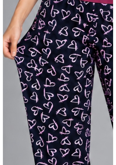 Womanandkids Night Bordo Kadın Çizgili Bluz Desenli Askılı Pijama Takımı