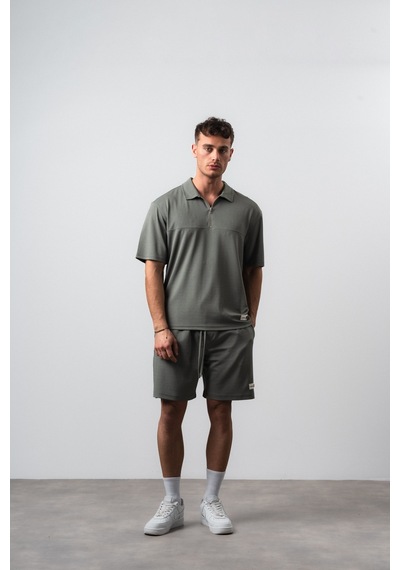 Erkek Polo Yaka Regular Fit T-shirt Şort Takım Haki