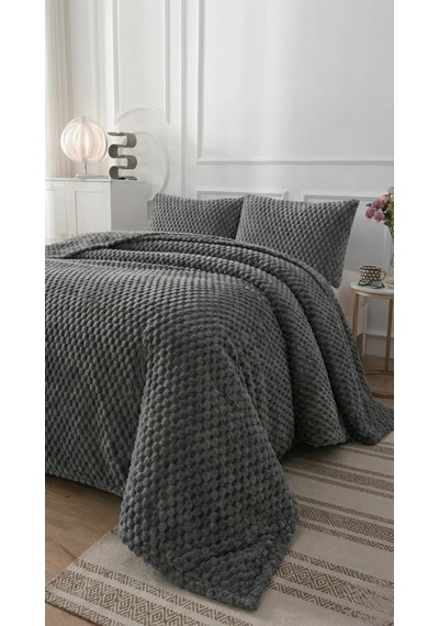 Soft Arya Çift Kişilik Yatak Örtüsü 260x240 Gri