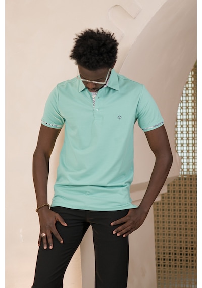 Paul Martin Regular Fit Yaka Garnili Pamuklu Polo Yaka T-shirt Mint