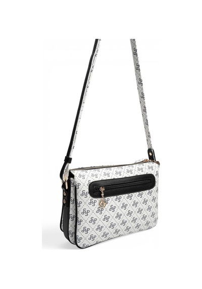 Silver & Polo Silver Polo Beyaz - Siyah Monogram Kadın Çapraz Çanta Sp784