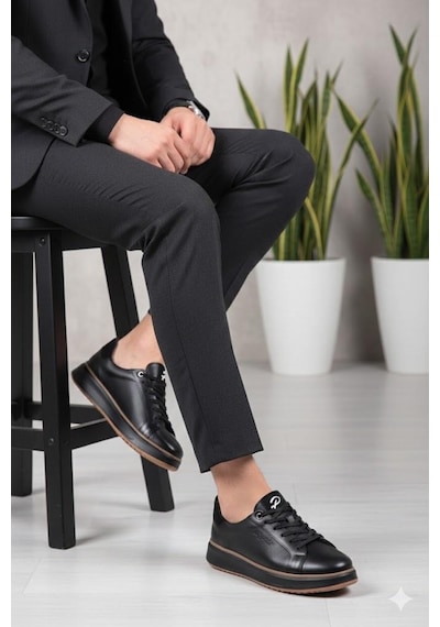 Pepita M643 Rahat Hafif Günlük Sneaker Hakiki Deri Erkek Ayakkabı Siyah