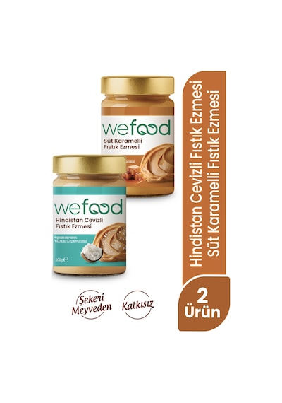 Süt Karamelli Fıstık Ezmesi 300 Gr + Hindistan Cevizli Fıstık Ezmesi 300 Gr