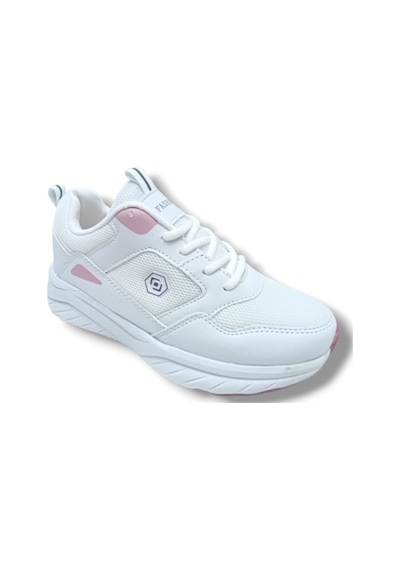 Queen Step 2110-26 Deri Anorak Anatomik Kadın Sneaker Beyaz Pembe Beyaz