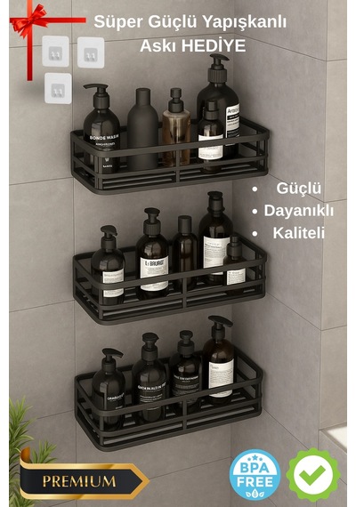 Cj 3lü Banyo Düzenleyici Organizer Şampuanlık Havlupan Askısı Havluluk Banyo Duş Mutfak Rafı Çok Renkli