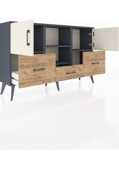 Arges Konsol 4 Raflı 3 Çekmeceli 3 Kapaklı 132x30x83 Antrasit-aytaşı/çam Aytaşı/çam Arges Konsol 4 Raflı 3 Çekmeceli 3 Kapaklı 132x30x83 Antrasit-aytaşı/çam Aytaşı/çam